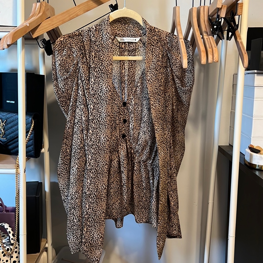 ZARA puffed sleeve peplum blouse size XXL